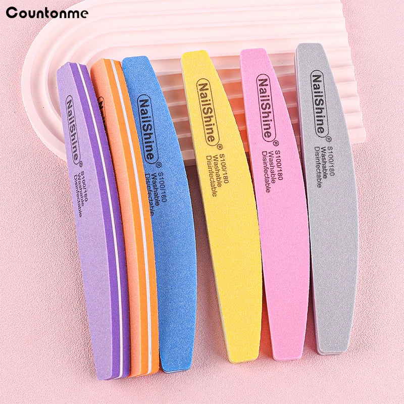 Nail Sponge File 100/180 Grit Double Sided Foam Emery Buffer Polish Tool