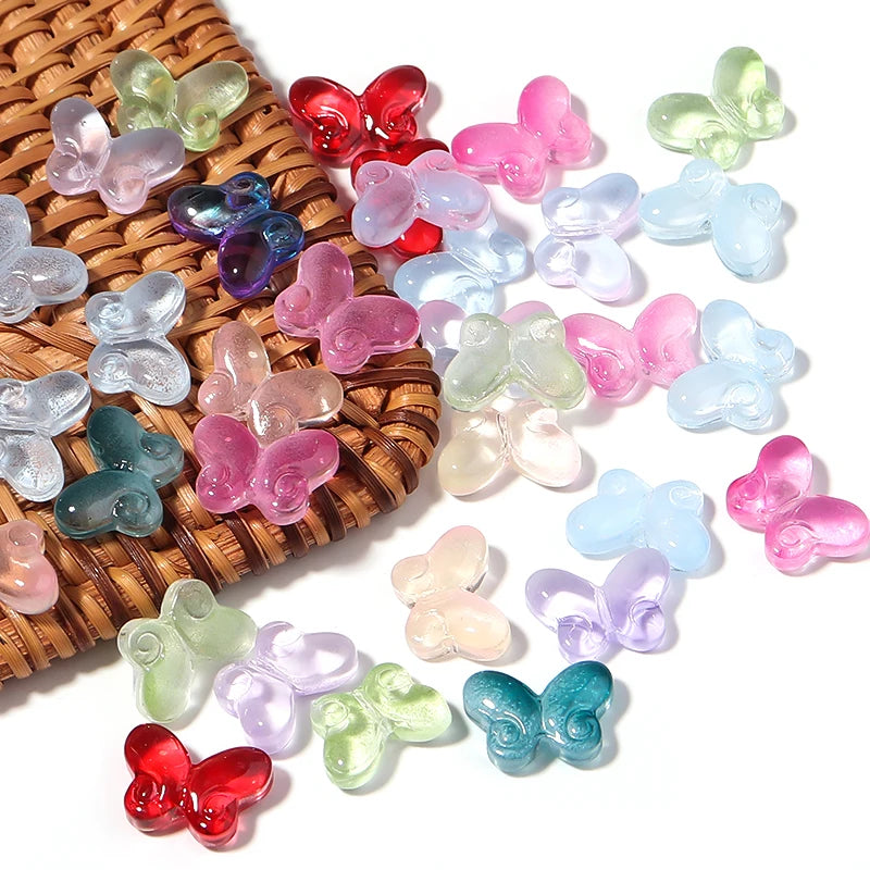 50pcs Butterfly Glass Beads for Jewelry Making - Lampwork Czech Loose Beads