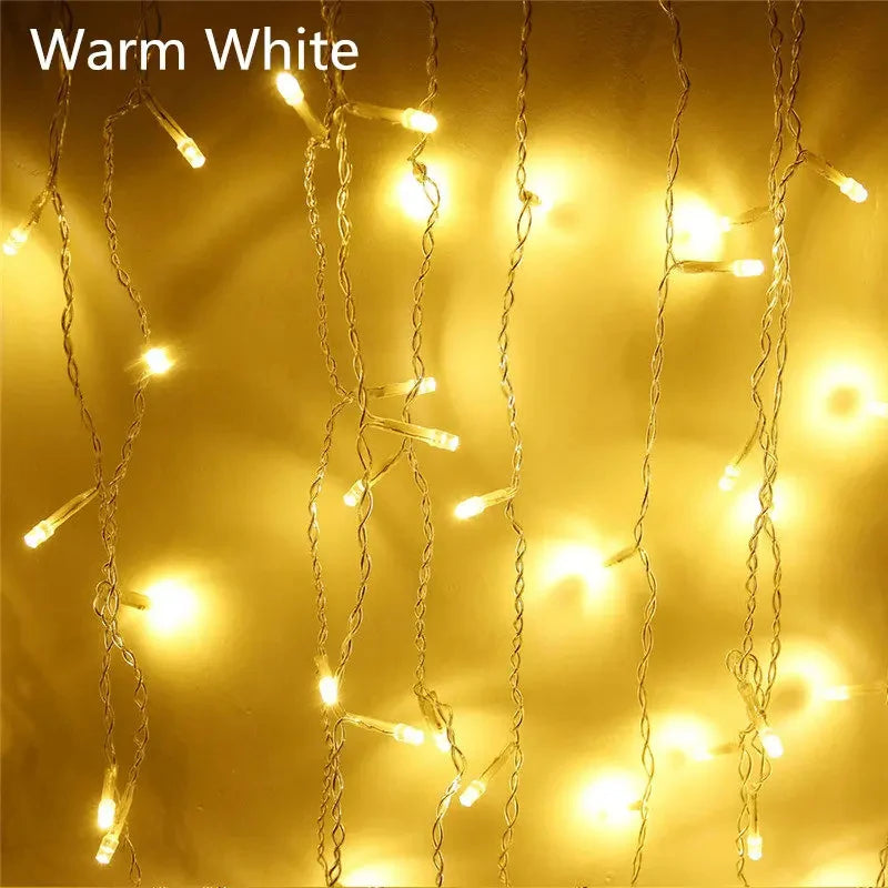 Outdoor Icicle LED String Lights 5m Drop Curtain Garden Xmas Decoration