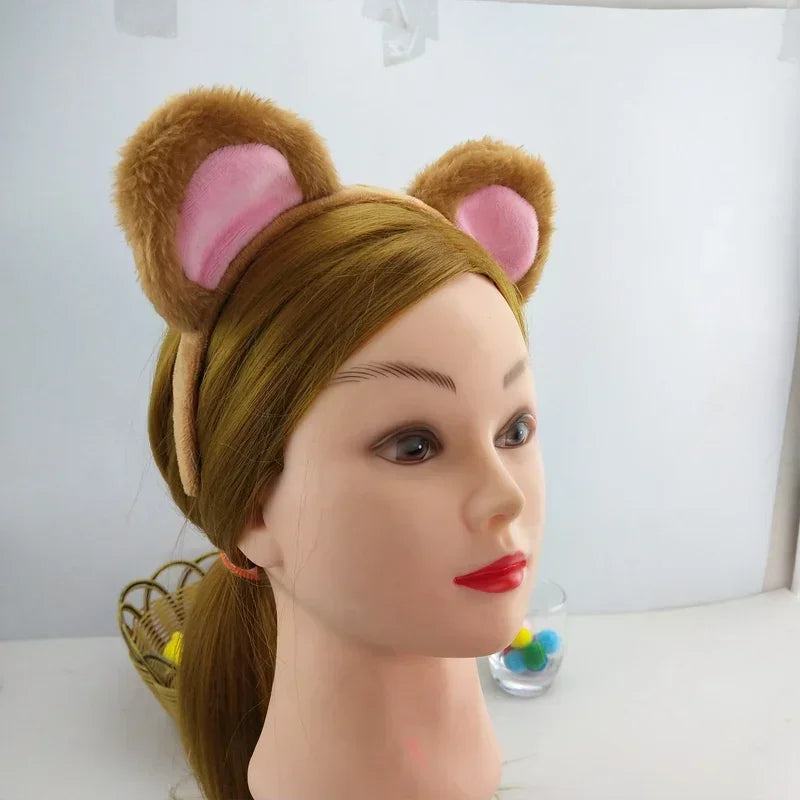 Children's Party Props Set with Bear Ear Headband Tutu Skirt & Tail for Kids Cosplay Halloween Birthday
