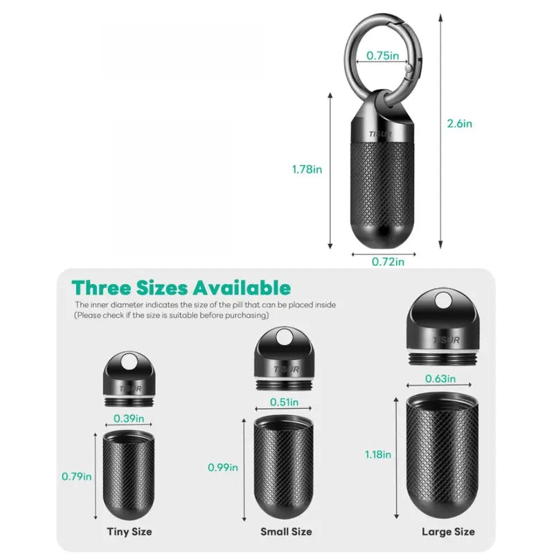 Metal Pill Keychain Container Moisture-Resistant Durable Portable Travel Dispenser
