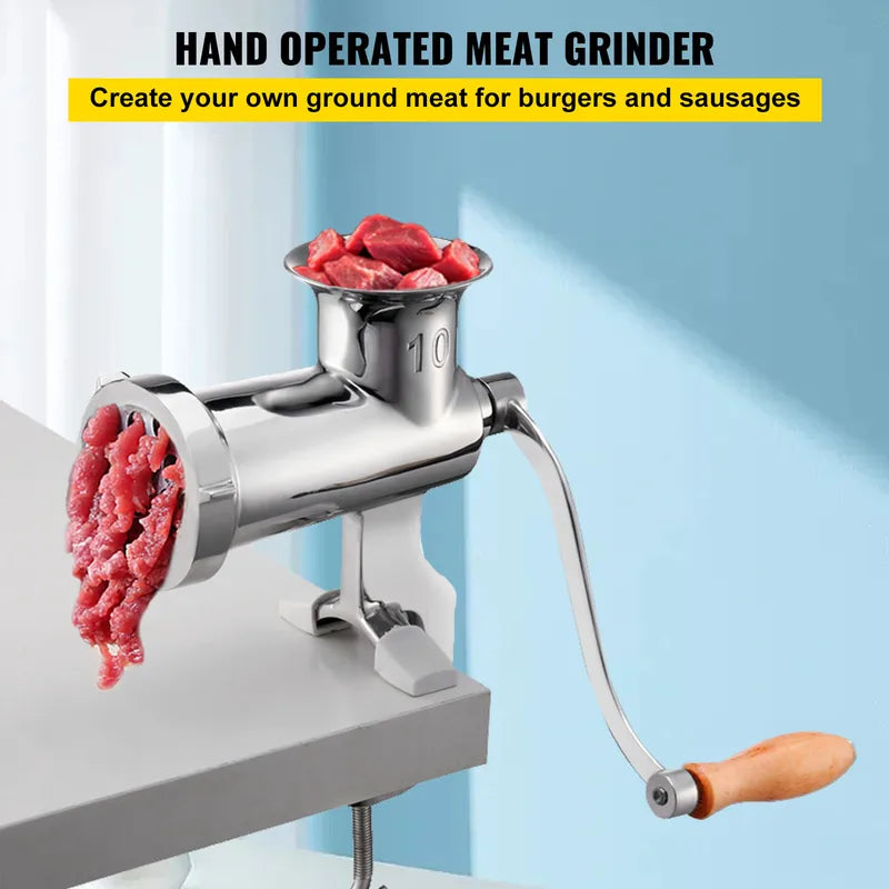 Manual Meat Grinder Stainless Steel Hand Crank Sausage Maker Clamp
