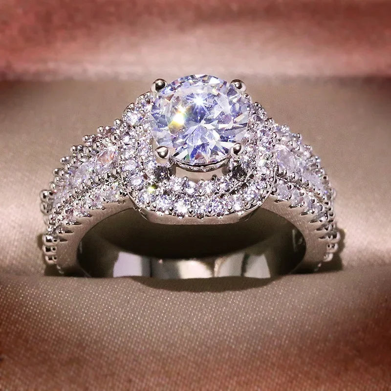 925 Sterling Silver Square Zircon Engagement Ring for Women - Multiple Sizes