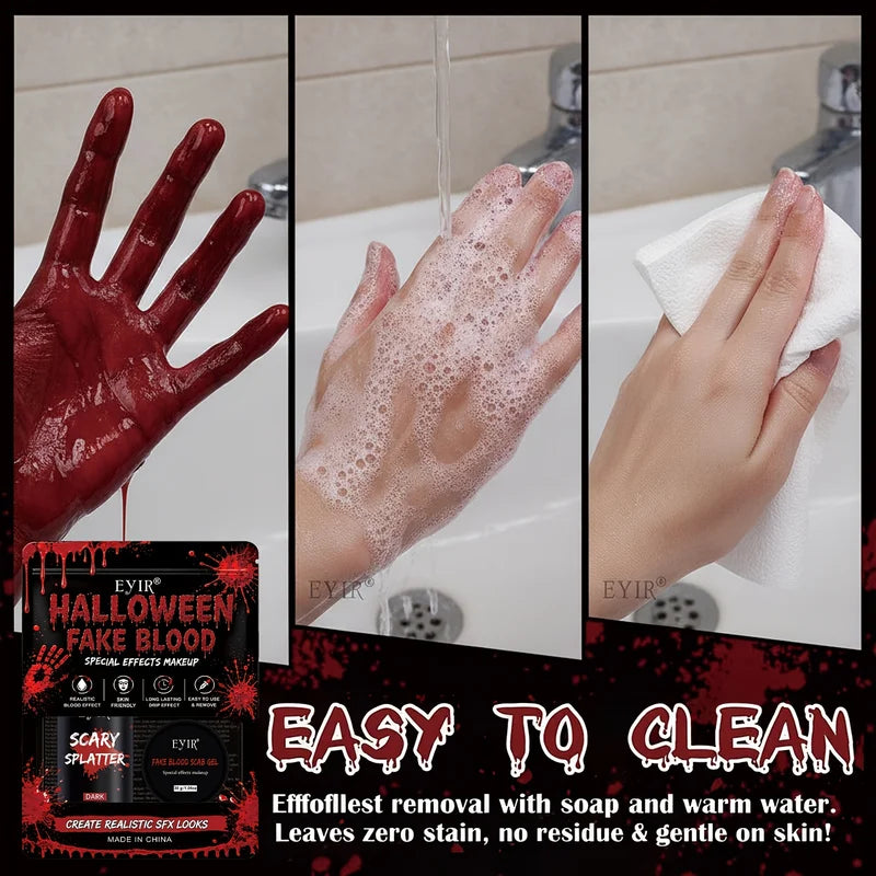 Halloween Special Effects Makeup Kit with Blood Spray & 3D Wound Stickers