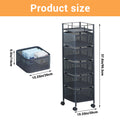 5-Tier Rotating Storage Cart with Mesh Baskets for Kitchen Bathroom Office
