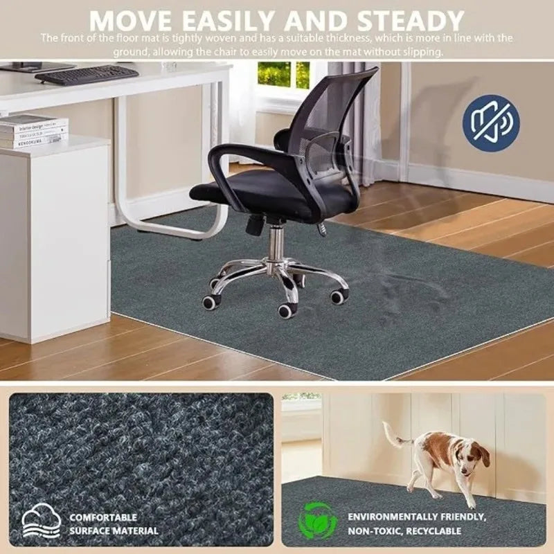 Non-Adhesive Office Chair Mat with Anti-Slip Grip for Floor Protection 90x120cm