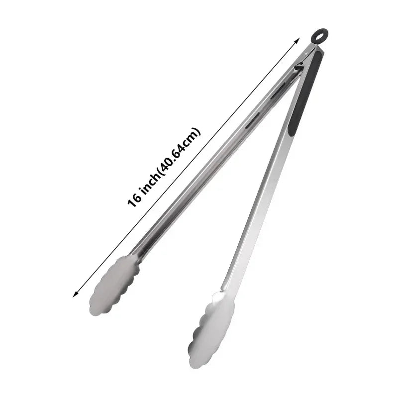 BBQ Grill Tongs Stainless Steel Food Clips for Camping Kitchen Outdoor Cooking
