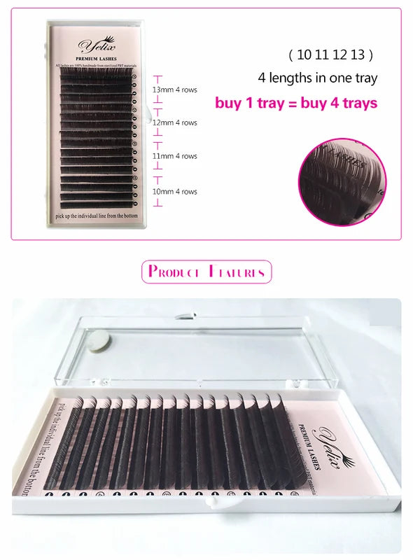 Dark Brown Fake Eyelashes - Natural Wispy Extension Set, Multiple Curl & Length Options
