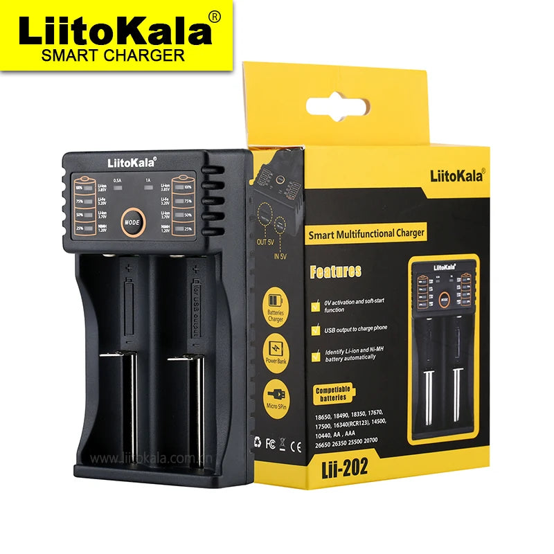Universal Battery Charger for Li-ion and NiMH Batteries, 18650, 14500, 26650 & More