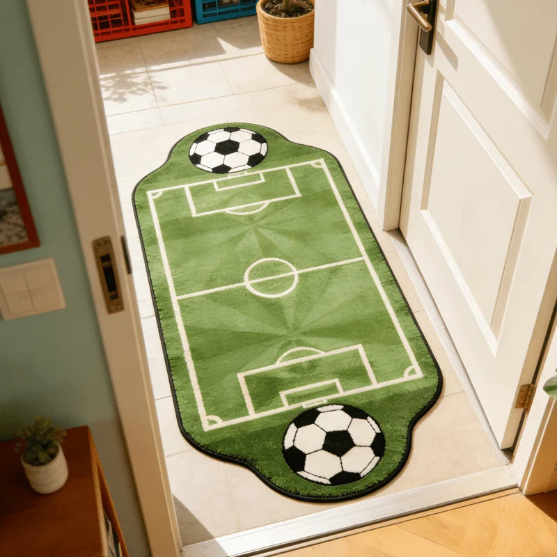 Alien Football Field Rug Non-Slip Indoor Floor Mat for Living Room & Balcony