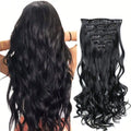 Clip In Hair Extensions 7 Pieces Full Head 22 Inch Curly Wavy Synthetic Hair for Women and Girls