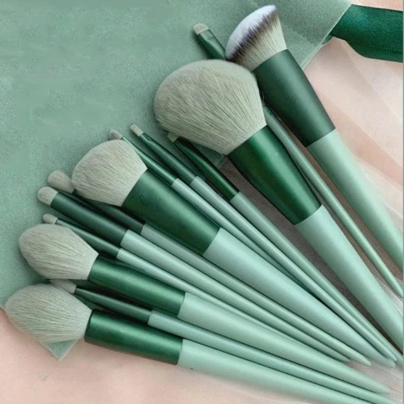 13-Piece Soft Fluffy Makeup Brush Set for Face & Eye Cosmetics - Multiple Handle Colors