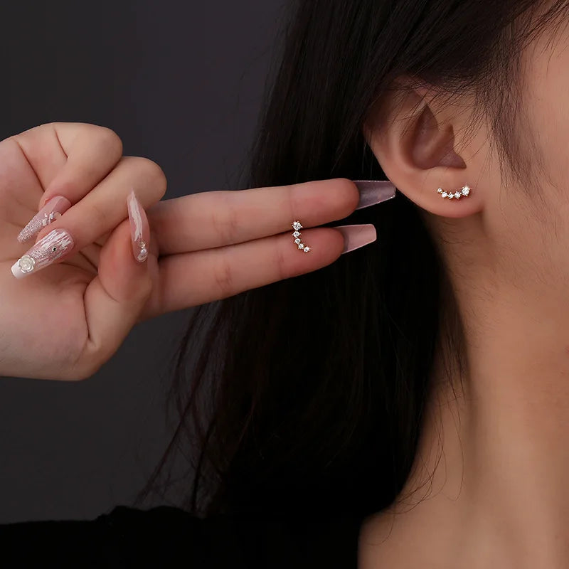 Trendy Small Rhinestone Earrings for Women - Meteor Style Stud Jewelry