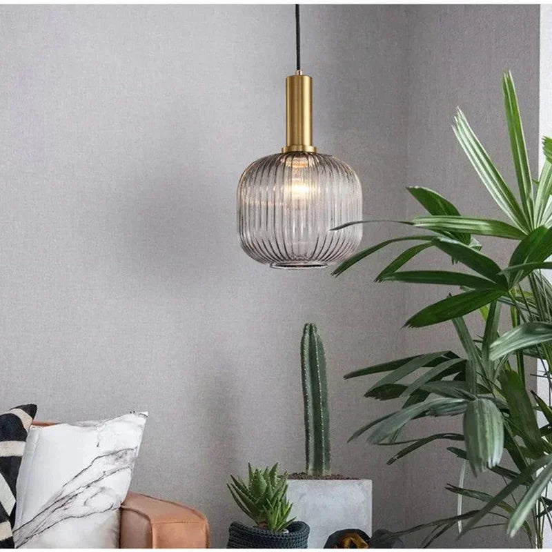 Glass Pendant Lights E27 Smoke Gray for Kitchen Dining Living Room Bar Home Decor Hanging Lighting