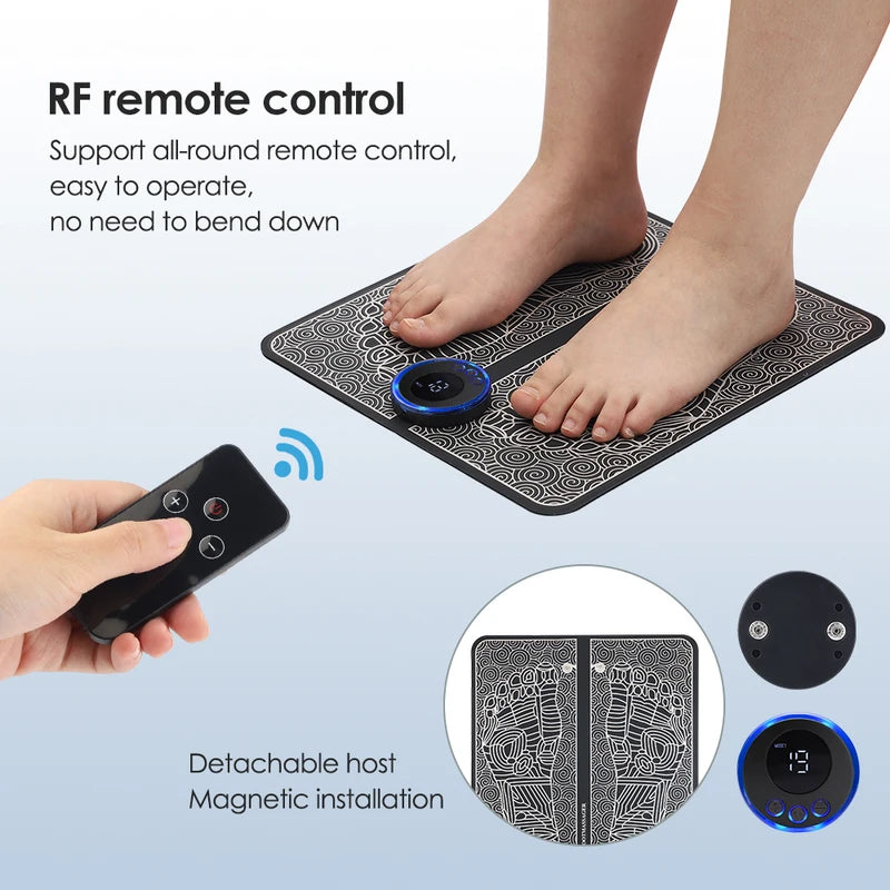 Rechargeable Foot Massager Mat with EMS Electrotherapy and Remote Control