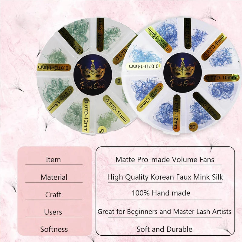 Colorful Premade Volume False Eyelash Extensions 5D Faux Mink Fans for Professional & Beginner Use