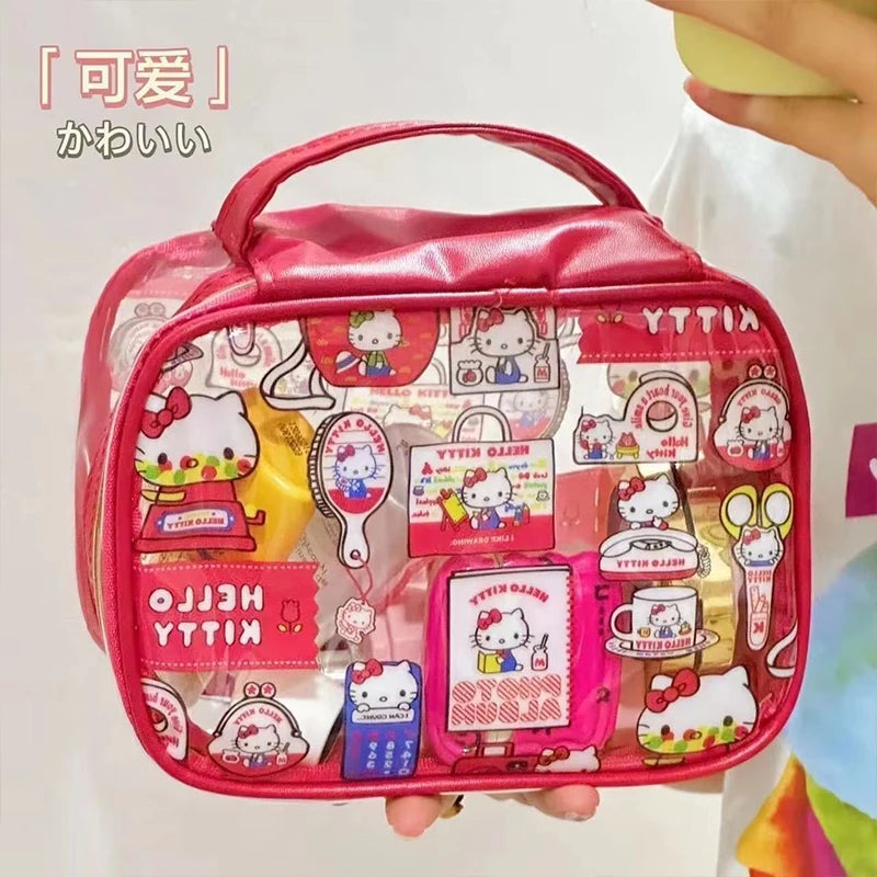HelloKitty Cartoon PVC Makeup Bag Large Capacity Travel Organizer