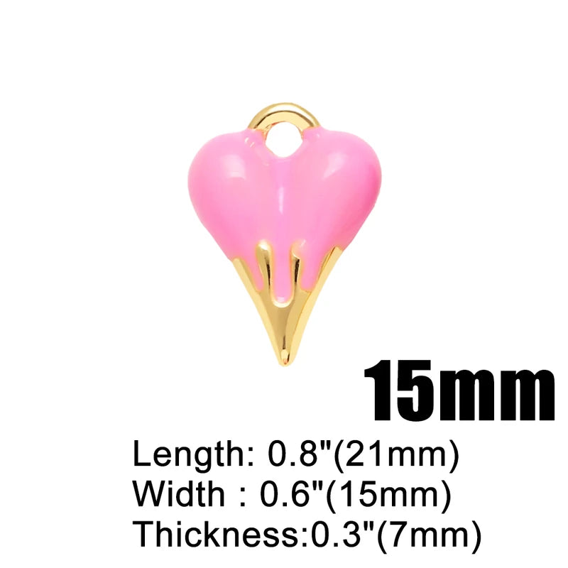 Multicolor Enamel Heart Pendant for Necklace DIY Jewelry Making Supplies