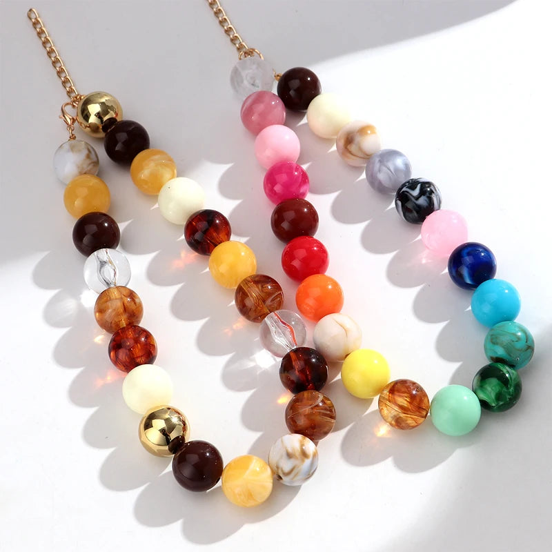 Colorful Resin Beads Choker Necklace for Women - Boho Statement Jewelry