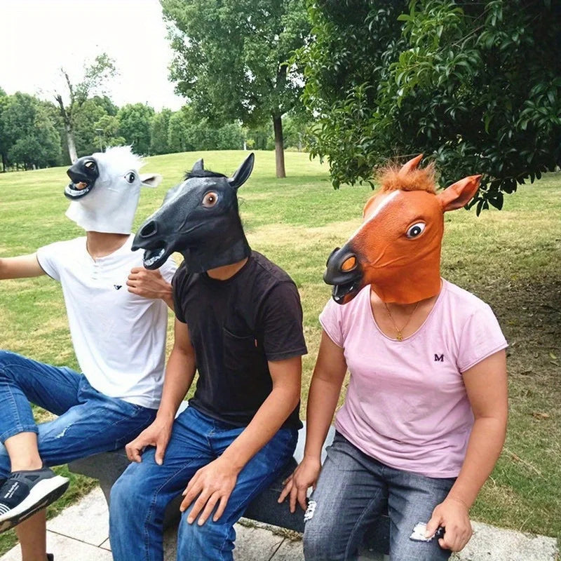 Horse Head Mask Cosplay Costume Party Funny Headgear Vinyl