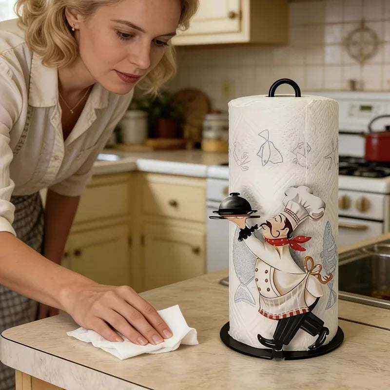 Tissue Holder with Tray - Freestanding Paper Towel and Napkin Organizer for Kitchen