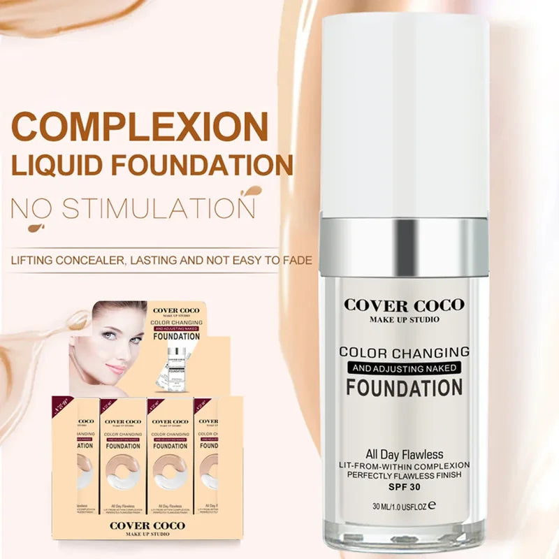 Long Lasting Liquid Concealer Foundation Moisturizing Skin Tone Makeup