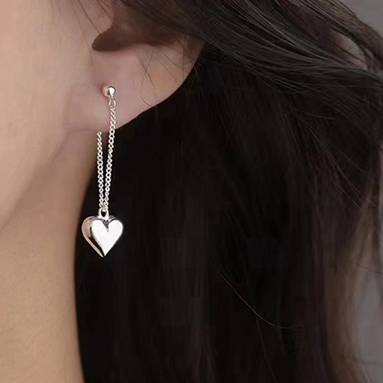 Women's Heart Pendant Earrings with Peach Charm - Suitable for Everyday and Vacation Wear
