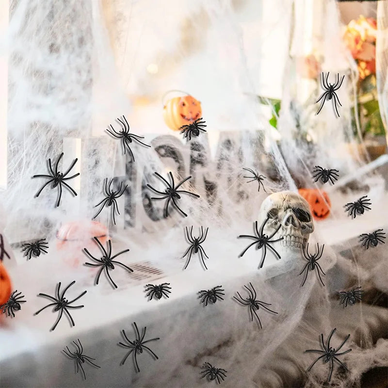 Mini Fake Plastic Spiders for Halloween DIY Party Decorations - Black