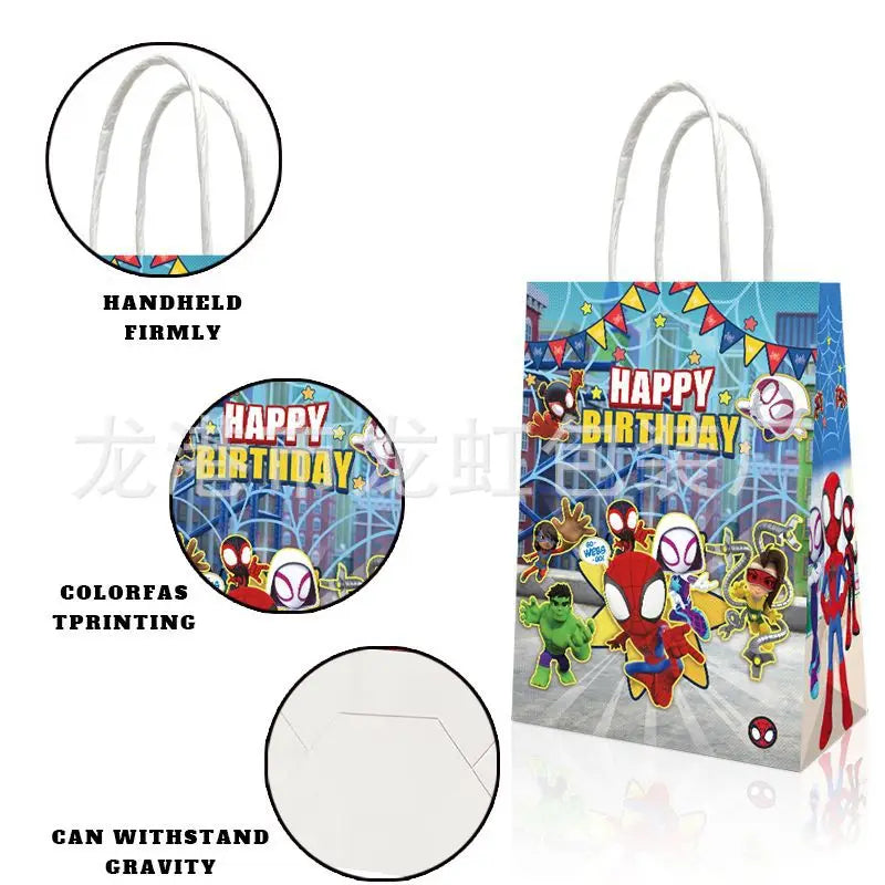 Spider Man Avengers Gift Bags - Kraft Paper Party Packaging Supplies