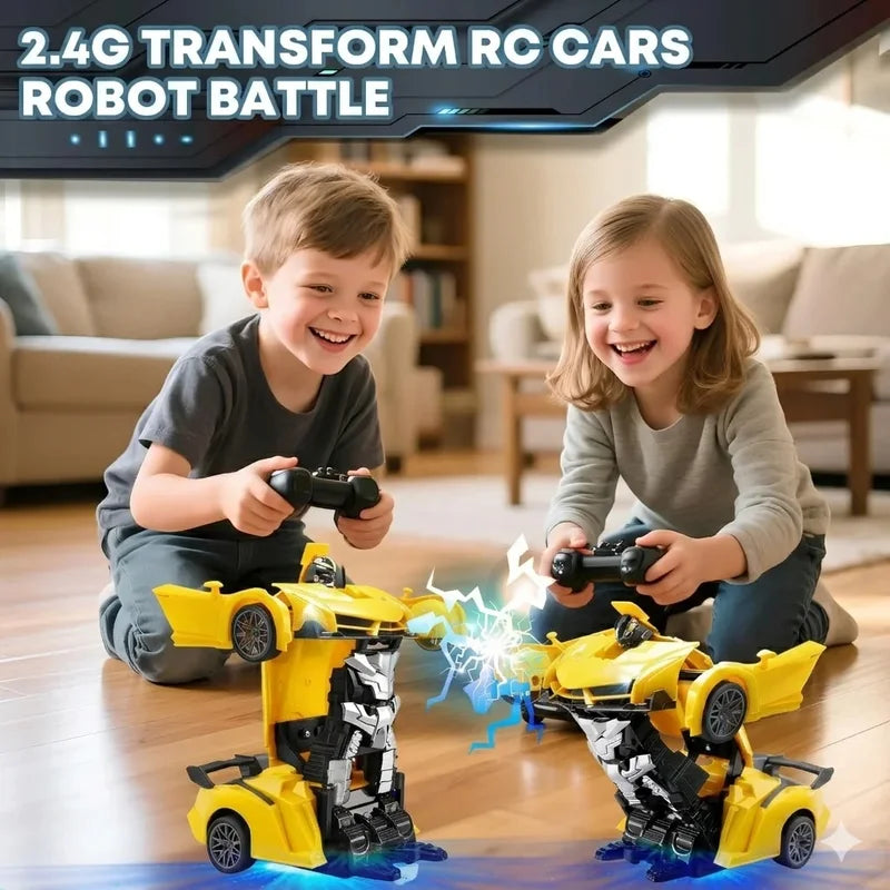 2-in-1 RC Transforming Car Robot Toy with Remote Control & Stunt Drift