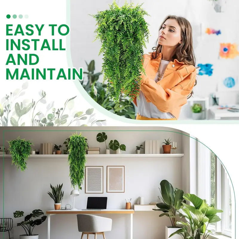 Artificial Hanging Plants Set - Faux Greenery for Indoor Outdoor Decor