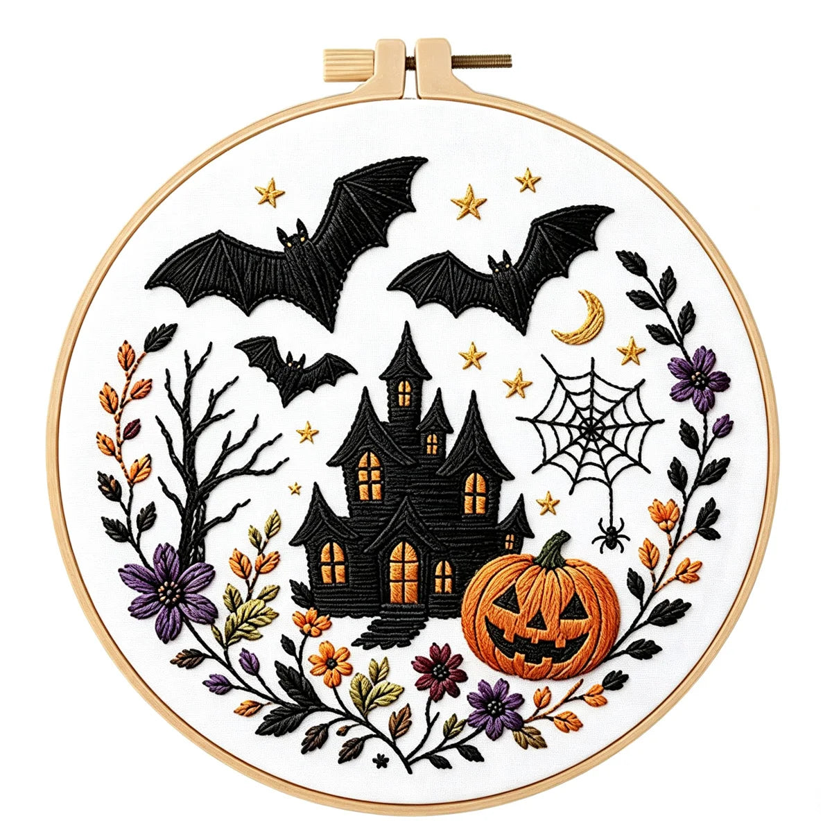 DIY Pumpkin Skeleton Embroidery Kit with Thread & Pattern - All Colors & Sizes
