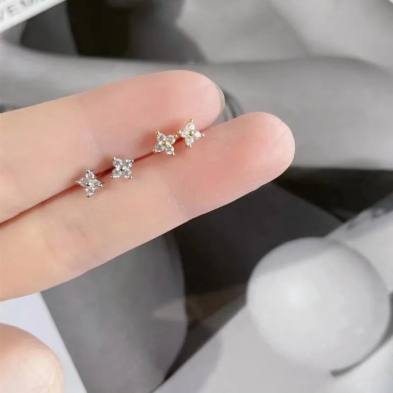 Mini Flower Earrings for Women Hypoallergenic Zircon Crystal Jewelry Gift