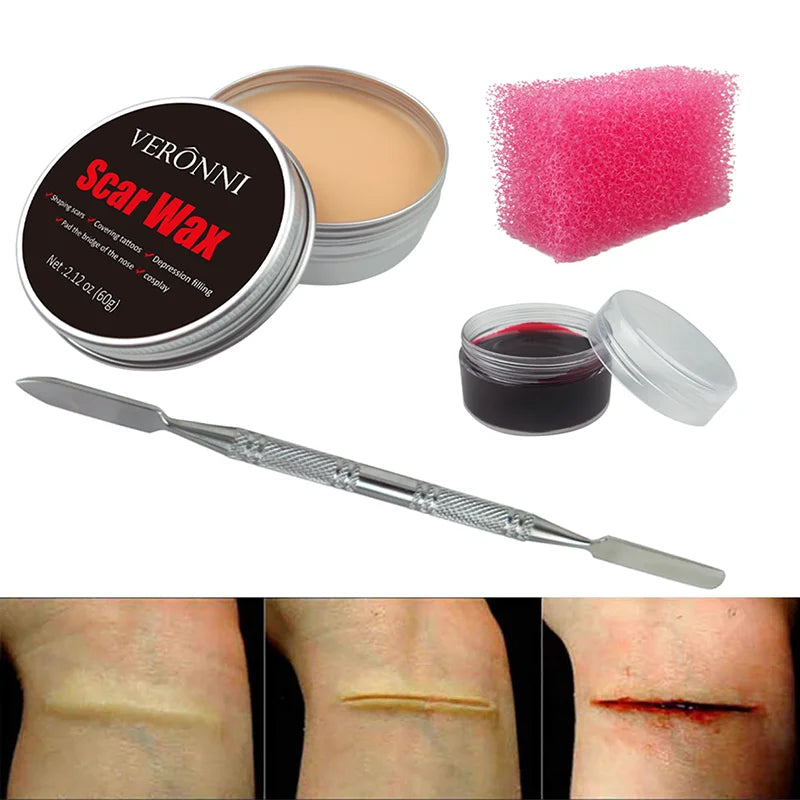 Professional Face & Body Effects Makeup Kit with Wound Scar Wax - 12/20 Colors, Halloween Special FX