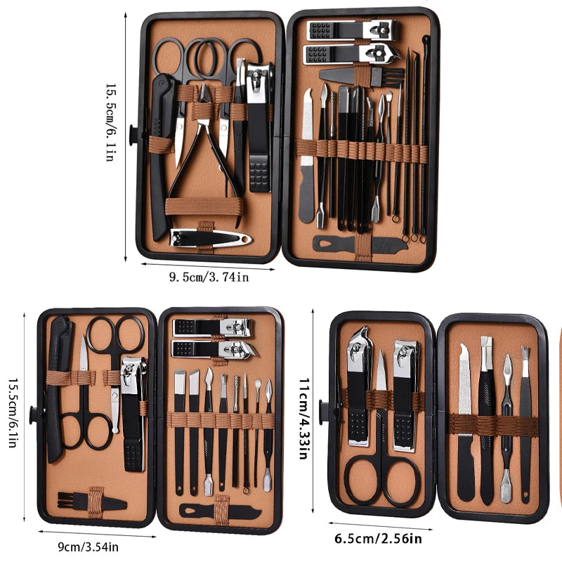 Manicure Tool Set 7-24Pcs Stainless Steel Nail Clippers & Grooming Kit