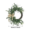 Artificial Greenery Spring Wreath with Olive Leaves and Bow for Front Door & Indoor Decor