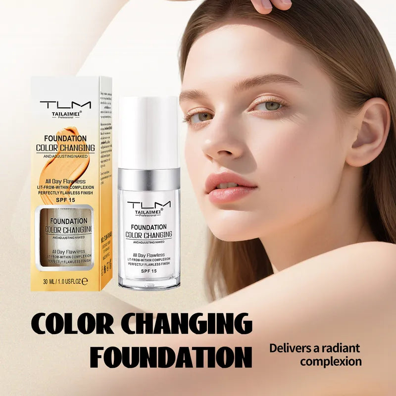 Color Changing Liquid Foundation & Concealer Waterproof Face Makeup 30ml