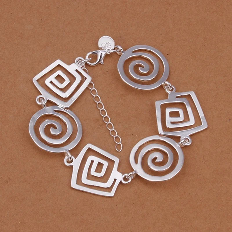 925 Sterling Silver Charm Bracelet for Women Holiday Gift Fashion Jewelry 8 Inch