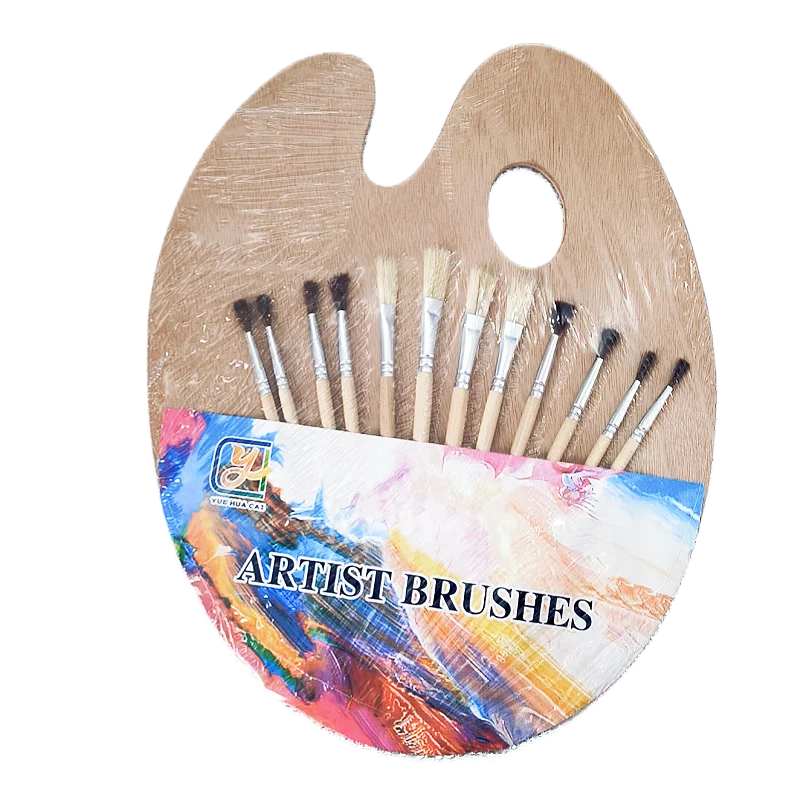 Wooden Paint Brush Set for Oil Watercolor & Acrylic Art Supplies - 13 Pieces