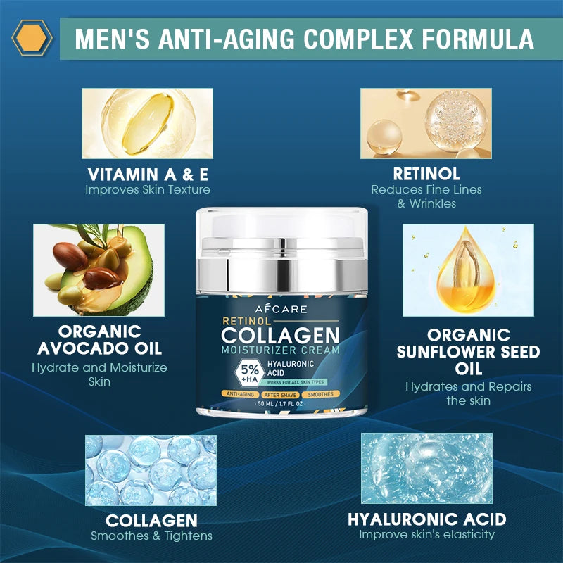 8% Collagen Face Cream with Hyaluronic Acid & Retinol - Anti-Aging Moisturizer for All Skin Types