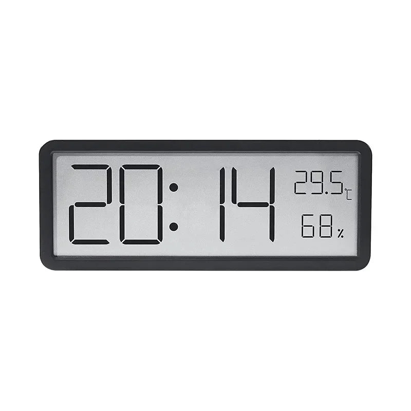 Digital Wall Clock LCD Screen Time Temperature Humidity Battery Powered
