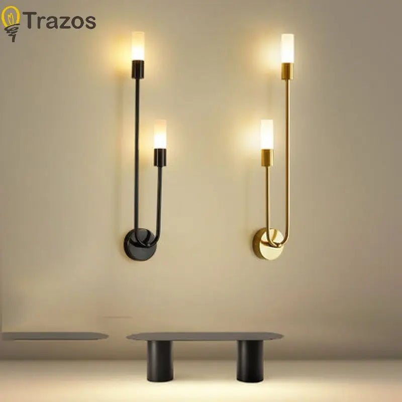 Modern Minimalist LED Wall Lamp for Living Room Bedroom Corridor Black Gold