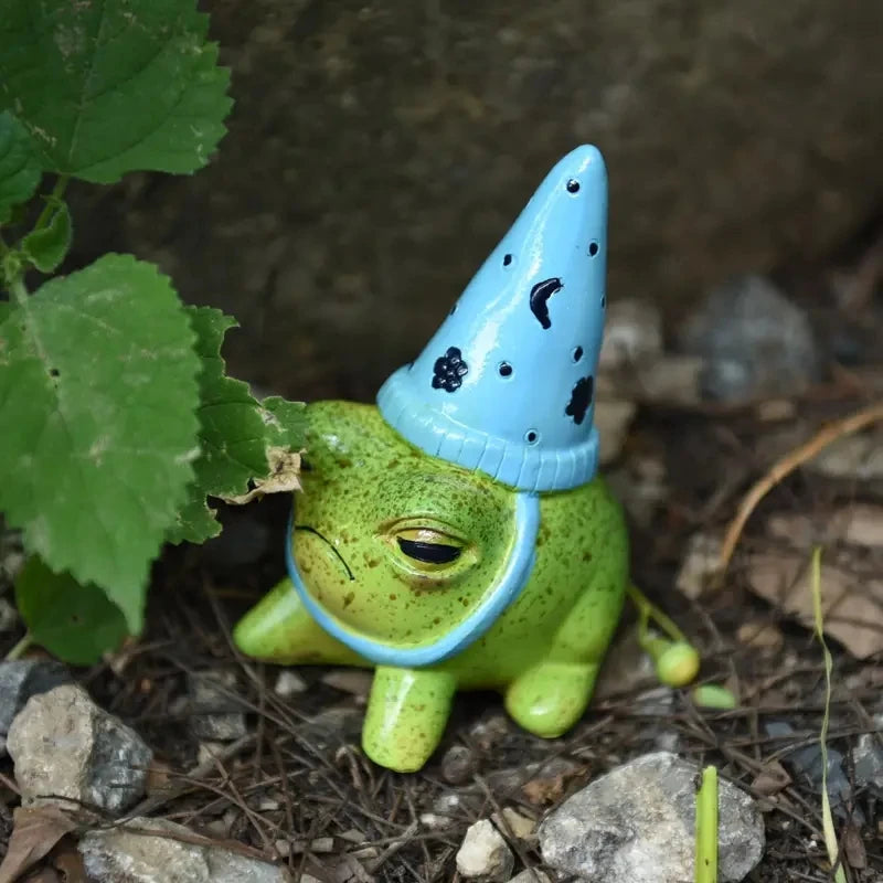 Cute Frog Garden Statue Party Hat Decor for Courtyard and Halloween Gifts