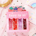 Hydrating Lip Oil Set - 4PCS Fruit Lip Gloss for Plumping & Softening Lips
