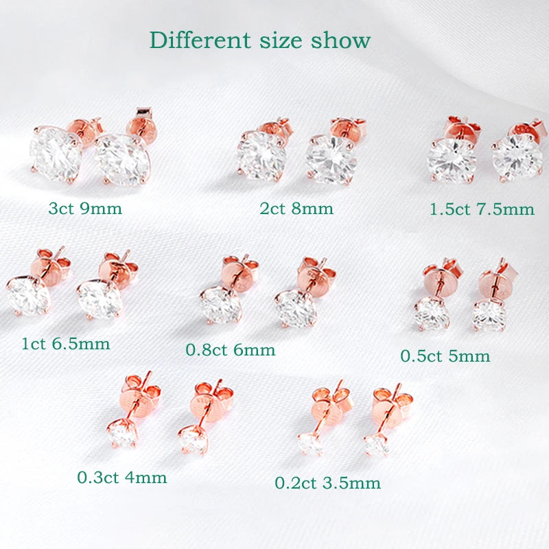 Sterling Silver Moissanite Stud Earrings for Women - Wedding & Bridal Jewelry