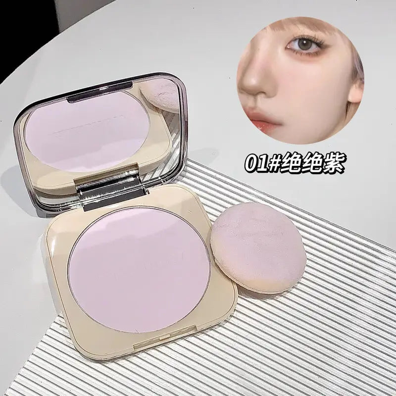 Oil-Control Brightening Face Powder with Mirror Compact for Flawless Matte Finish