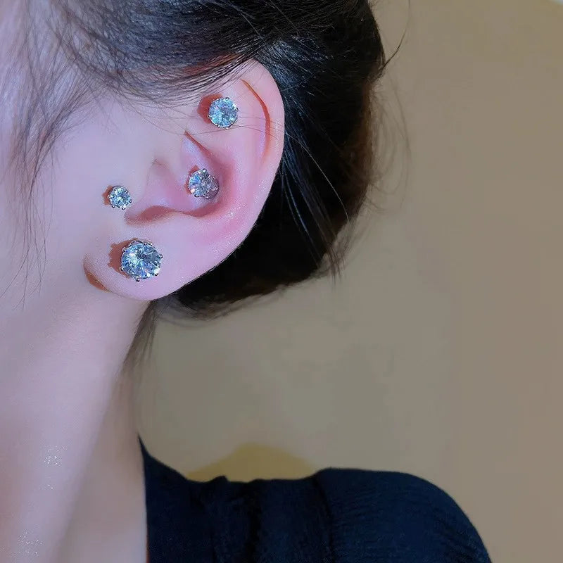 Magnetic Earring Clips Set - Non-Perforated Punk Zircon Jewelry for Men and Women