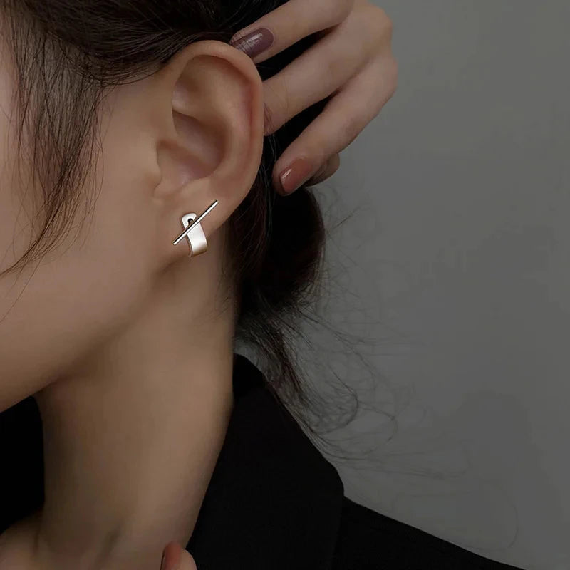 Sterling Silver Geometric Stud Earrings for Women - Versatile Jewelry Gift