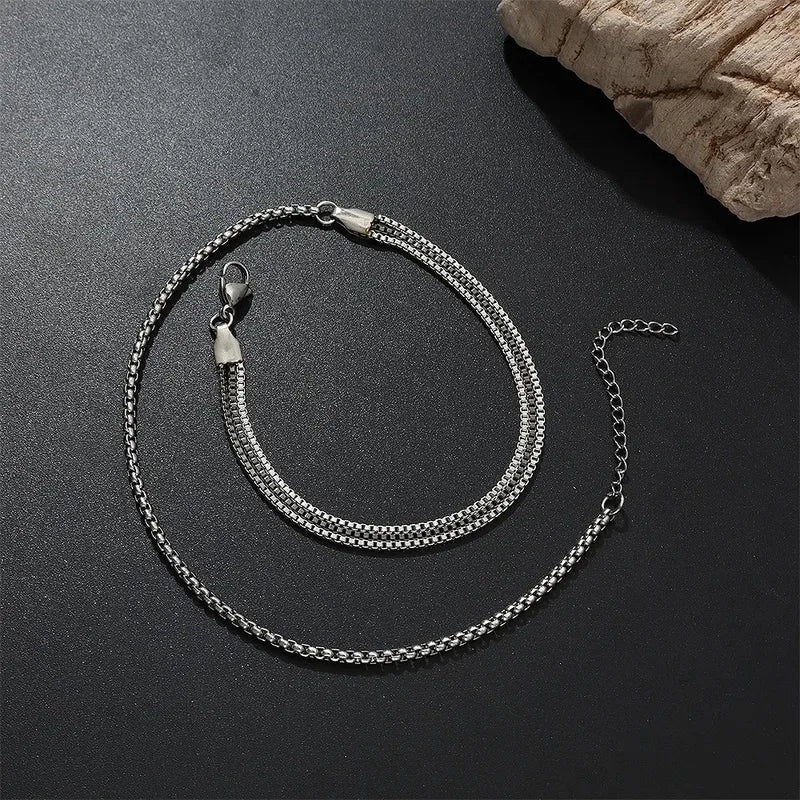 Men's Adjustable Steel Chain Bracelets - Stylish European Jewelry Gift Set