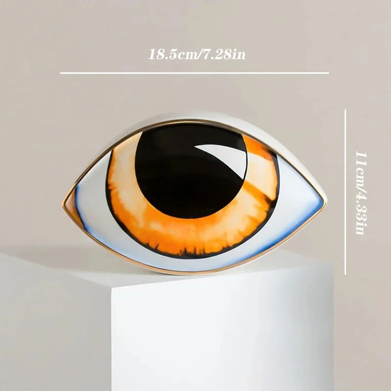 Ceramic Evil Eye Sculpture Charm – Desktop Ornaments for Home & Office Decor